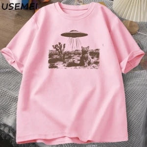 Vintage UFO Cowboy Cat T Shirt Retro T-Shirt 90s Western Tshirt Wild West Kitten Tshirt Casua 3047