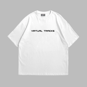 Vırtual Tracks Baskılı Oversize Unisex Beyaz