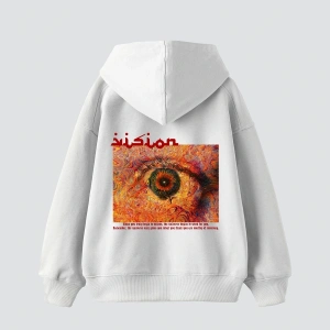 Vision Baskılı Oversize Unisex Premium Beyaz