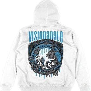 Visionangle Beyaz Oversize Unisex Kapüşonlu Sweatshirt Hoodie
