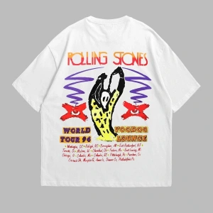 Voodoo Lounge Baskılı Oversize Unisex Beyaz