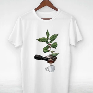 Vtshirt Beyaz -unisex -espresso-ıllustrasyon Çizim- Y-061