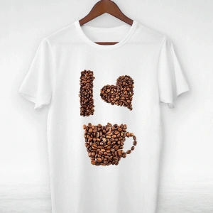 Vtshirt Beyaz -unisex -ı Love Coffe2-ıllustrasyon Çizim- Y-062
