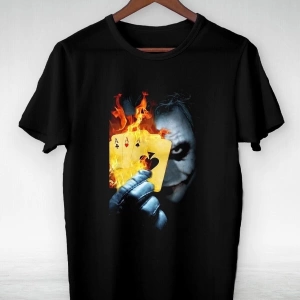 Vtshirt Siyah -joker-and Cards-ıllustrasyon Çizim- Y-012