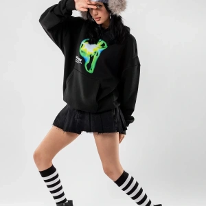 WE BORN Baskılı Oversize Unisex Siyah