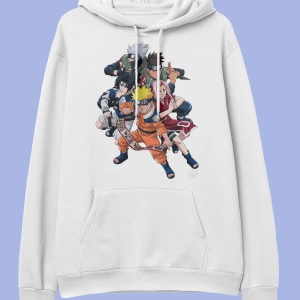 Wed Oversize Naruto Anime Tasarım Baskılı Unisex Kapüşonlu Hoodie