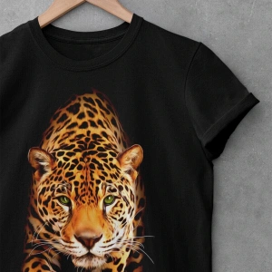 Wed Unisex %100 Pamuk Siyah, Rahat Kalıp, Asi 3d Görünümlü Kaplan, Tiger T-shirt