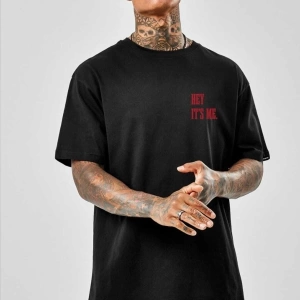 Wed Wolfers Outdoors 3lü The End Baskı Hey Its Me Baskı Düz Siyah Oversize T-shirt Unisez