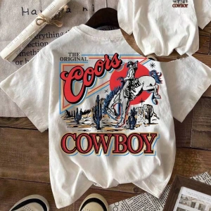 Western Cowboy Baskılı Rahat Yuvarlak Yaka Erkek Tişörtü