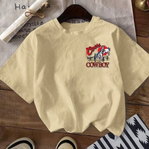 Western Cowboy Baskılı Rahat Yuvarlak Yaka Erkek Tişörtü