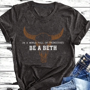 Western Cowboy Vintage Bull Graphic Kadın Rahat Yuvarlak Yaka Kısa Kollu Tişört