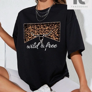 Western Cowgirl Güneş ve Slogan Grafikli Düşük Omuz Tişörtü