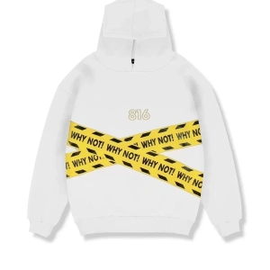 Why Not Baskılı Beyaz Oversize Unisex Kapüşonlu