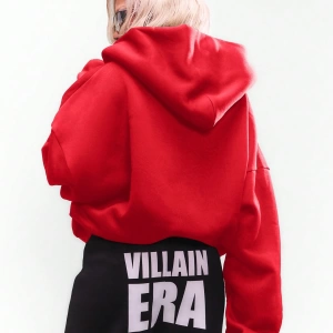 WOMEN Villain Era Tam Fermuarlı Kapşonlu Beyaz Metin Açıklaması Büyük Boy Gotik Altern Model 5207
