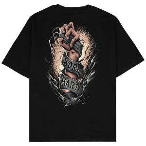 Work Hard Siyah Oversize Unisex T-shirt