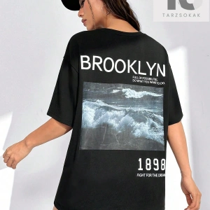 X Galloways Sloganlı Grafik Düşük Omuzlu Tişört