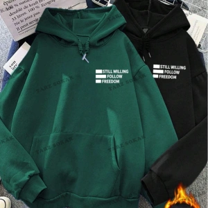 Y2K Çift SEVGİLİ Still Freedom Kalın Kışlık Sweatshirt - Baskılı Oversize KOD 1484