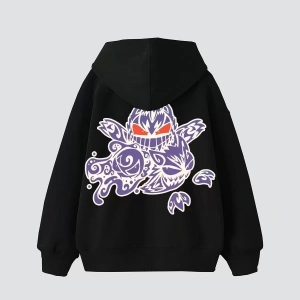 y2K Gengar Sırt Baskılı Oversize Unisex Beyaz