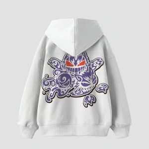 y2K Gengar Sırt Baskılı Oversize Unisex Beyaz
