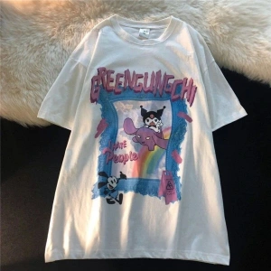 Y2k Harajuka Style Etiket Anime Harajuku Kuromi Greengungchi Tshirt Arskuromimagictshirt