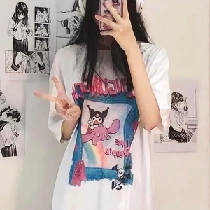 Y2k Harajuka Style Etiket Anime Harajuku Kuromi Greengungchi Tshirt Arskuromimagictshirt