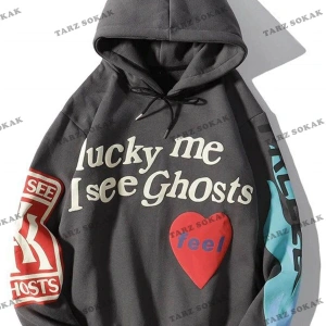 Y2K Kanye Oversıze Sweatshirt Hoodie Antasit KOD 2063 Gri