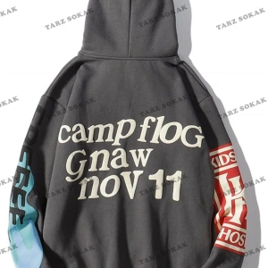 Y2K Kanye Oversıze Sweatshirt Hoodie Antasit KOD 2063 Gri