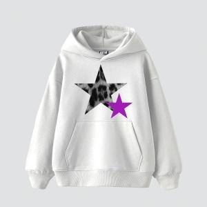 Y2k Leopar Starz V2 Baskılı Oversize Unisex Beyaz