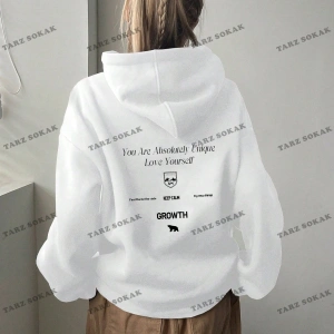 Y2K TREND SEZON BAY UNİSEX RETRO SWEATSHIRT KAPŞONLU KOD 1853 Beyaz