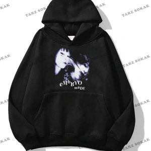 Y2K Unisex Embryo By Sweatshirt Hoodie KOD 1688 Siyah