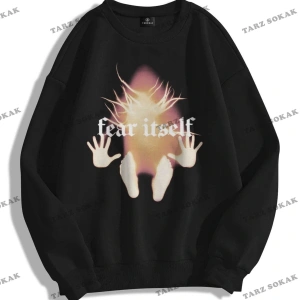 Y2K Unisex Fear Itself Bisiklet Yaka Sweatshirt KOD 1814