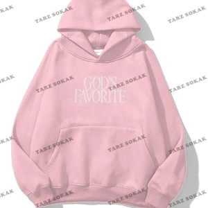 Y2K Unisex Gods Favorite Taş Görünümlü Baskılı Sweatshirt KOD 1589 Pembe