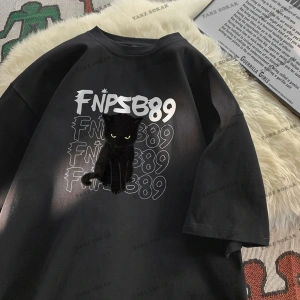 Y2K Unisex Harajuka Anime Retro Kawai Kuromi T-shirt Kod-Mavi-Etiket:  8411