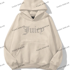 Y2K Unisex Juicy Taş Görünümlü Baskılı Sweatshirt KOD 1509 Beyaz