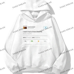 Y2K Unisex Kanye Tweet Sweatshirt KOD 1579 Beyaz