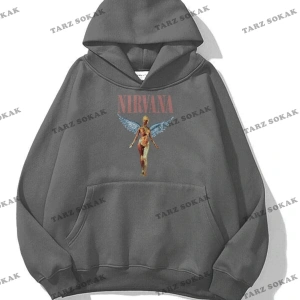 Y2K Unisex Nirvana Utero Sweatshirt Hoodie KOD 1727 Gri