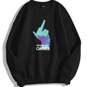 Y2K Unisex No One Cares Bisiklet Yaka Sweatshirt KOD 1868