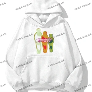 Y2K Unisex Pockets Empty Sweatshirt KOD 1617 Beyaz