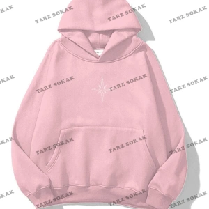 Y2K Unisex Pusula Taş Görünümlü Baskılı Sweatshirt KOD 1593 Pembe