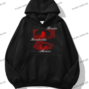 Y2K Unisex Remain Mystery Sweatshirt Hoodie KOD 1745 Siyah