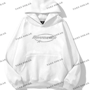 Y2K Unisex Reverse Taş Görünümlü Baskılı Sweatshirt KOD 1591 Beyaz