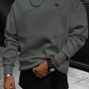 Y2K Unisex Shooting Star Sweatshirt KOD 1535 Gri