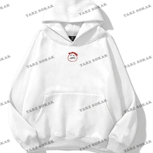 Y2K Unisex Smiley Look Mom Sweatshirt KOD 1493 Beyaz