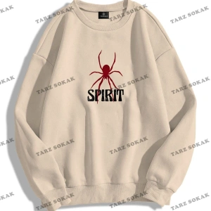Y2K Unisex Spirit Bisiklet Yaka Sweatshirt Hoodie KOD 1768 Gri