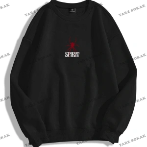 Y2K Unisex Spirit Bisiklet Yaka Sweatshirt KOD 1838 Beyaz