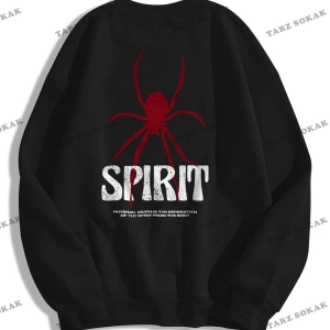 Y2K Unisex Spirit Bisiklet Yaka Sweatshirt KOD 1838 Beyaz