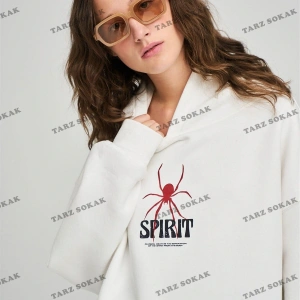 Y2K Unisex Spirit Sweatshirt Hoodie KOD 1917 Beyaz