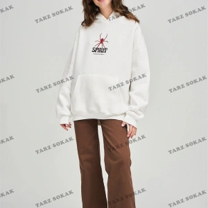 Y2K Unisex Spirit Sweatshirt Hoodie KOD 1917 Beyaz