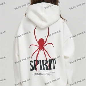 Y2K Unisex Spirit Sweatshirt Hoodie KOD 1917 Beyaz