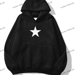 Y2K Unisex Star Sweatshirt KOD 1655 Siyah